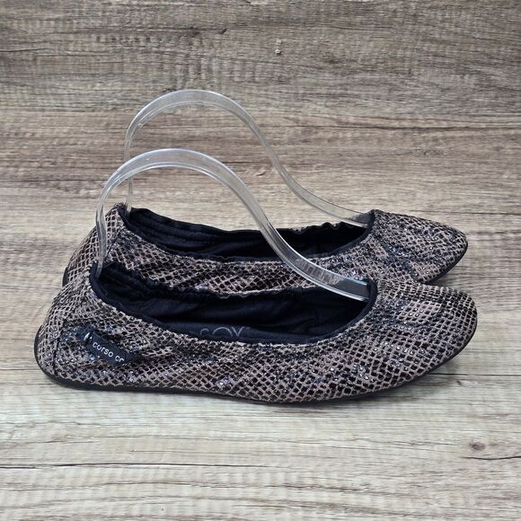 Corso Como Shoes - Corso Como Ballasox Women's Sz 9 Brown Black Snake Print Ballet Fold Flats Shoes